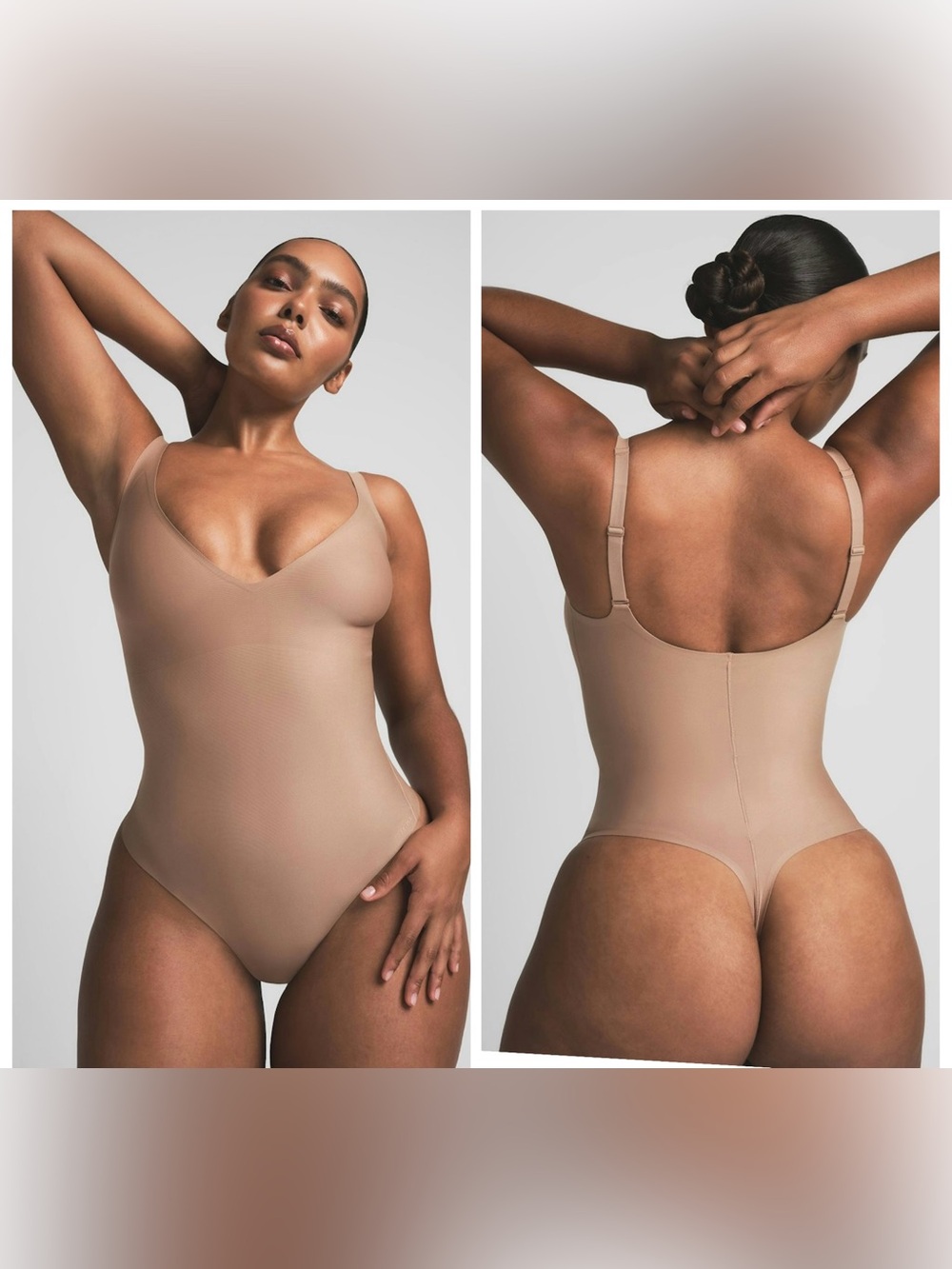 Core Sculpt Plunge Thong Bodysuit Size M